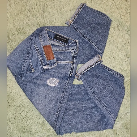 ALLSAINTS Women Amy Girlfriend Distressed Jeans - Picture 8 of 12